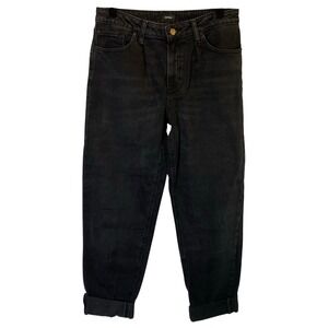 Express Women's Size 6 Relaxed Tapered Mid Rise Black Denim Jeans Cotton‎